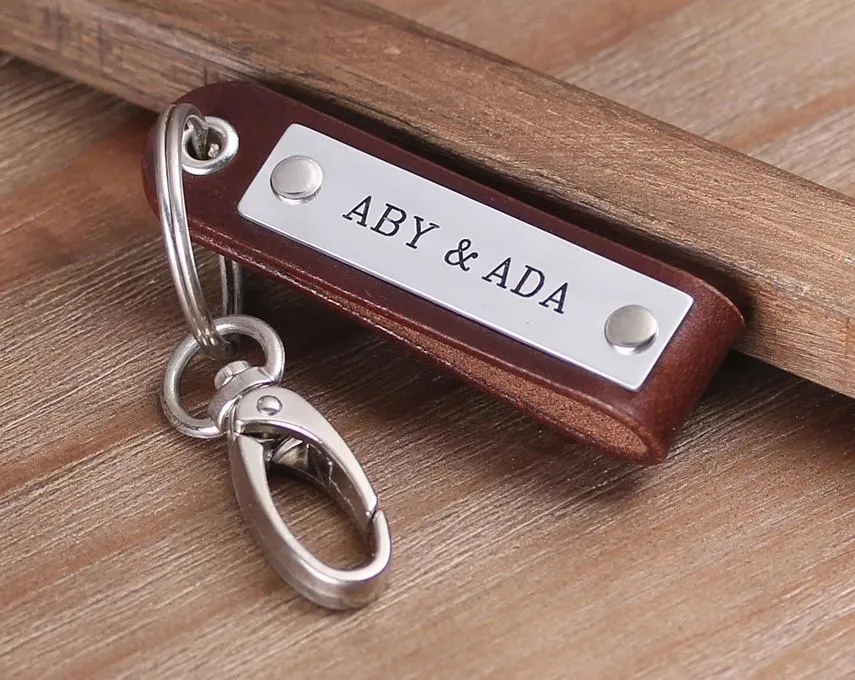 Personalized Initial Name Leather Keychian/Keyring