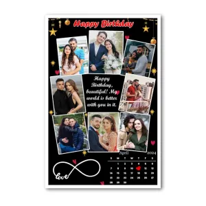 Prints Club Happy Birthday Personalized Photo Frame | Customized Wall Frame for Home Wedding Birthday Couple Husband Wife Love (12 x 8 inch)