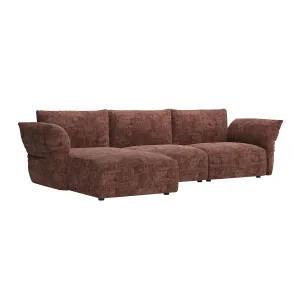 Puff Left Hand Chaise Sofa - Solo Auburn