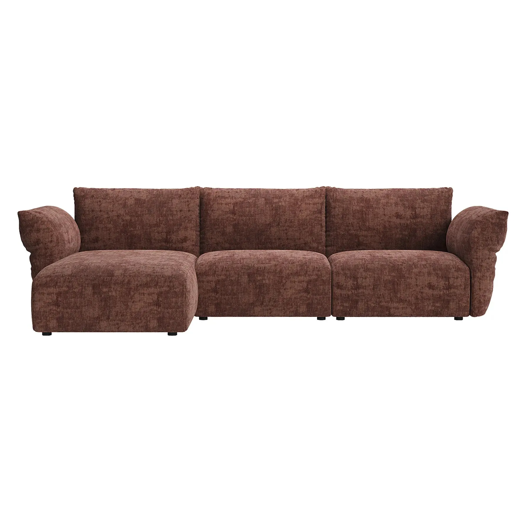 Puff Left Hand Chaise Sofa - Solo Auburn