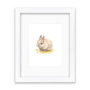 "Barnyard Littles" - Bunny - Individual Framed Print with Mat - White - 16" x 20" - Multi-Color