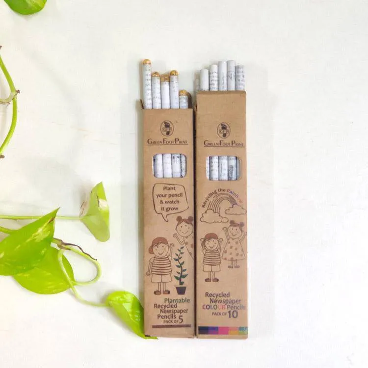 Recycled Newspaper Colour pencils and Plantable Seed pencils Combo