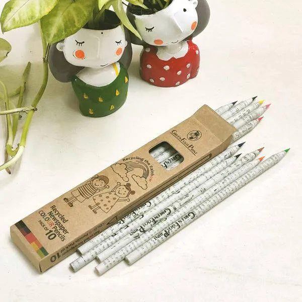 Recycled Newspaper Colour pencils and Plantable Seed pencils Combo