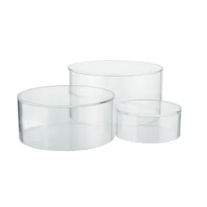 Red Co. Crystal Clear Acrylic Round Cylinder Display Nesting Riser Stands with Hollow Bottoms | Transparent - 3-Pack