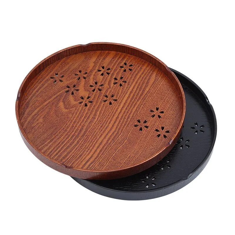 Round Cherry Wood Serving Tray