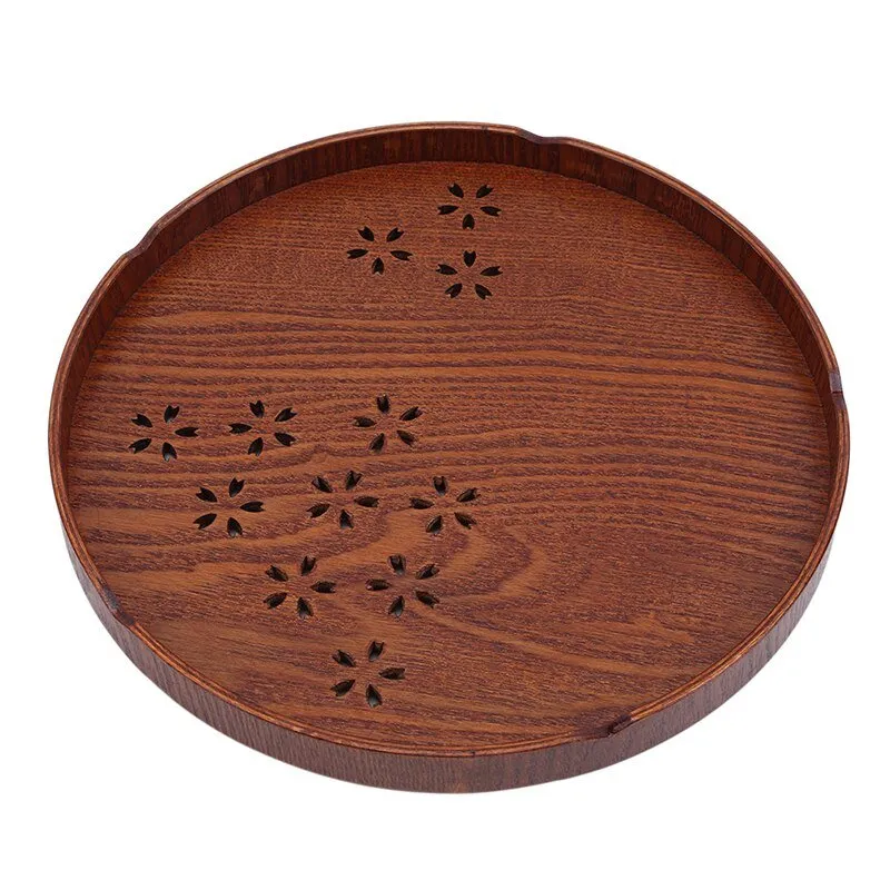 Round Cherry Wood Serving Tray