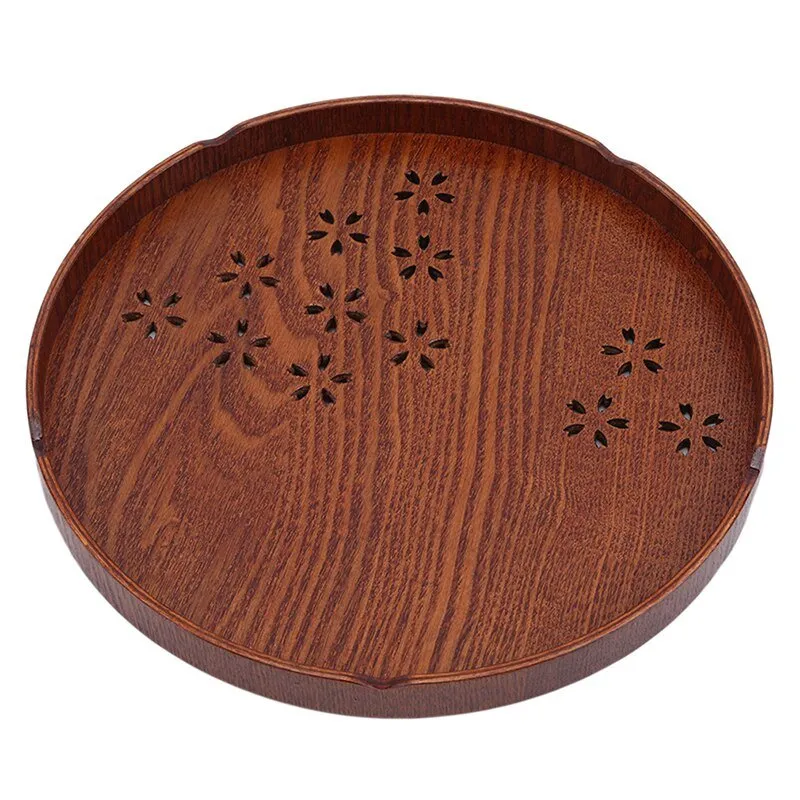 Round Cherry Wood Serving Tray