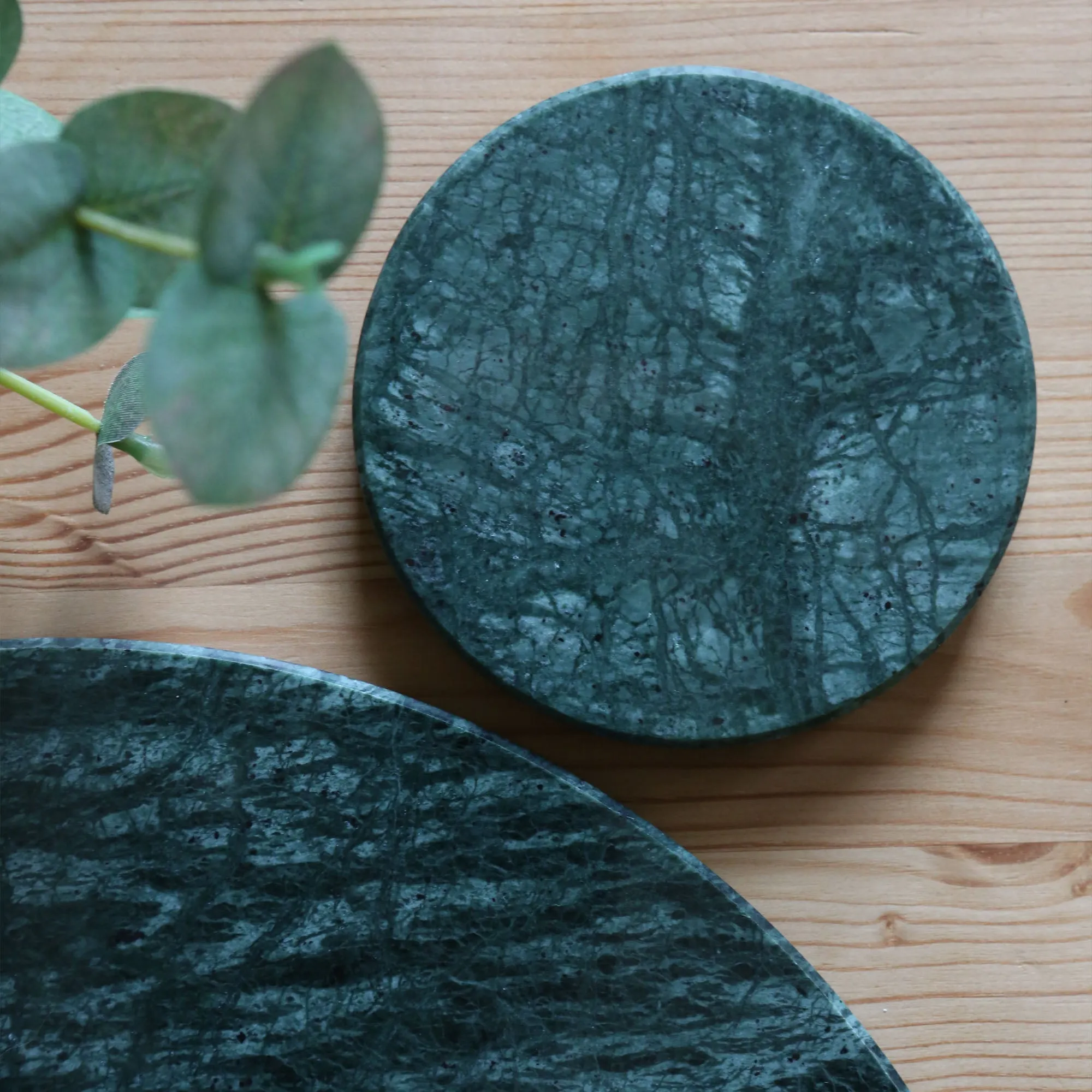 Round Marble Coasters - 10cm - Green - Pack of 6 - By Argon Tableware