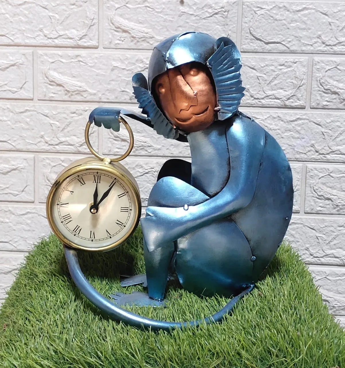 Royal Craft Palace Jungle Timekeeper Metal Monkey Clock (4")