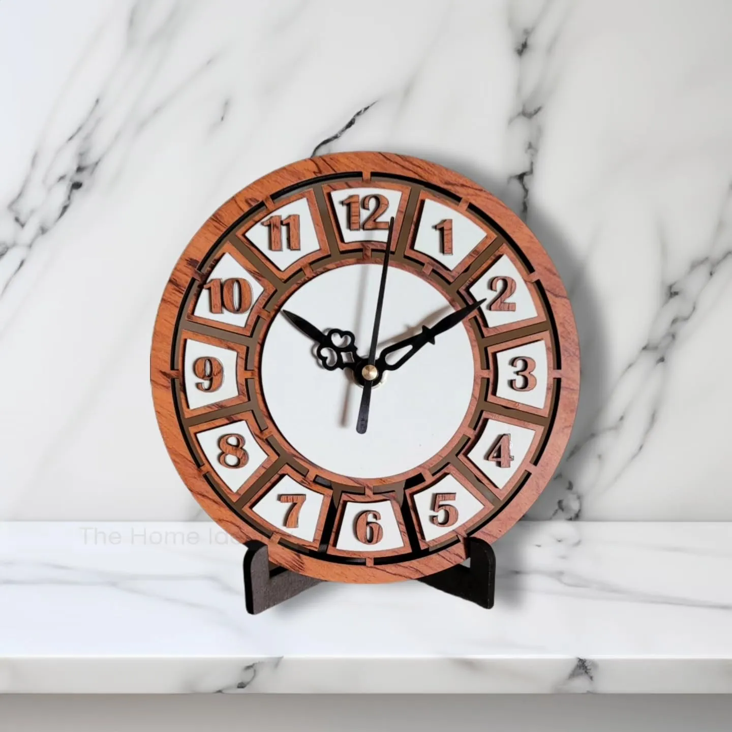 The Home Identity Wooden Designer Table Clock for Study Table Office, Desktop, Office Desk, (152 CM Dark Brown) Heavy Laminated Wooden Material 7 mm Thick.