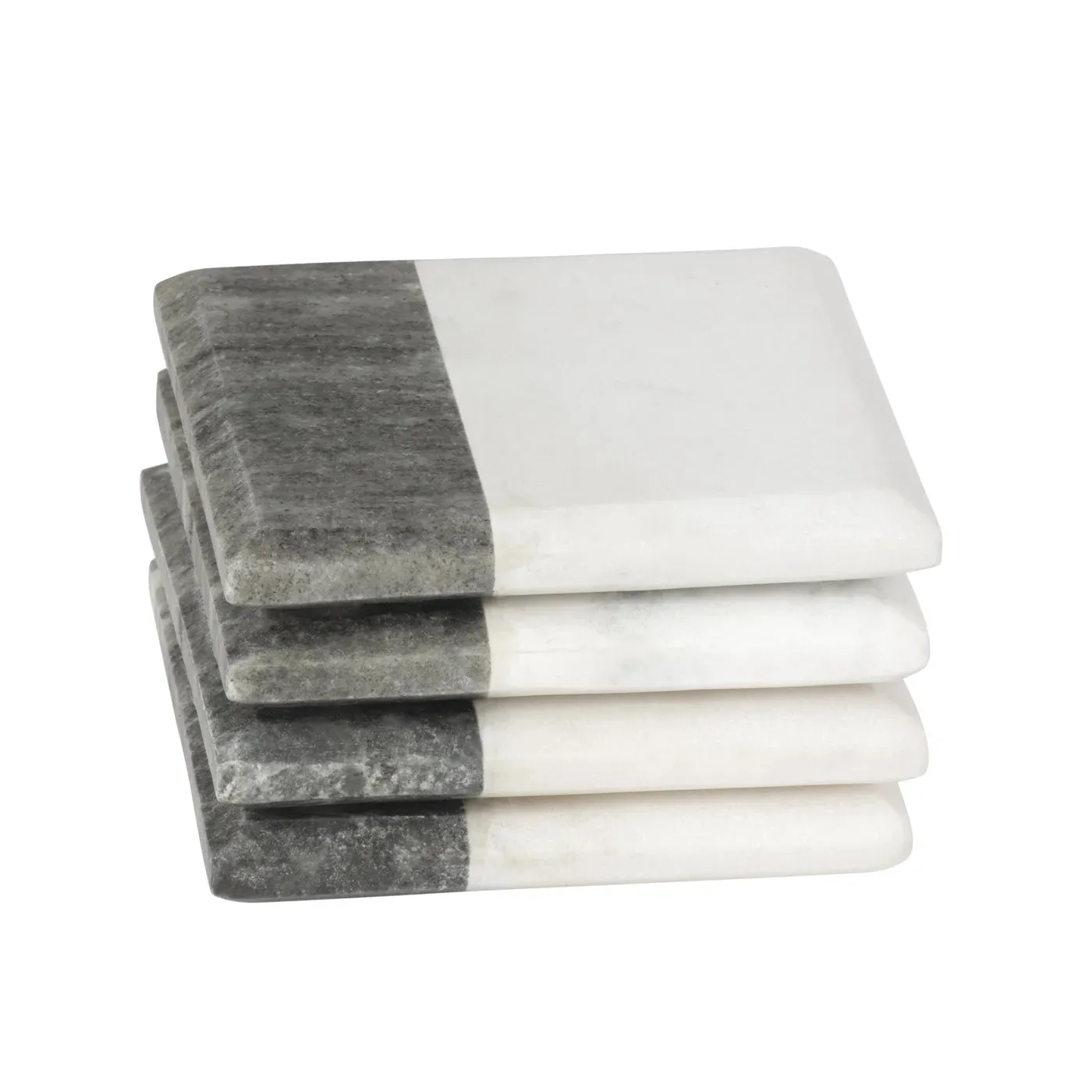 Two Tone Marble Square Coasters - 4 Piece Set