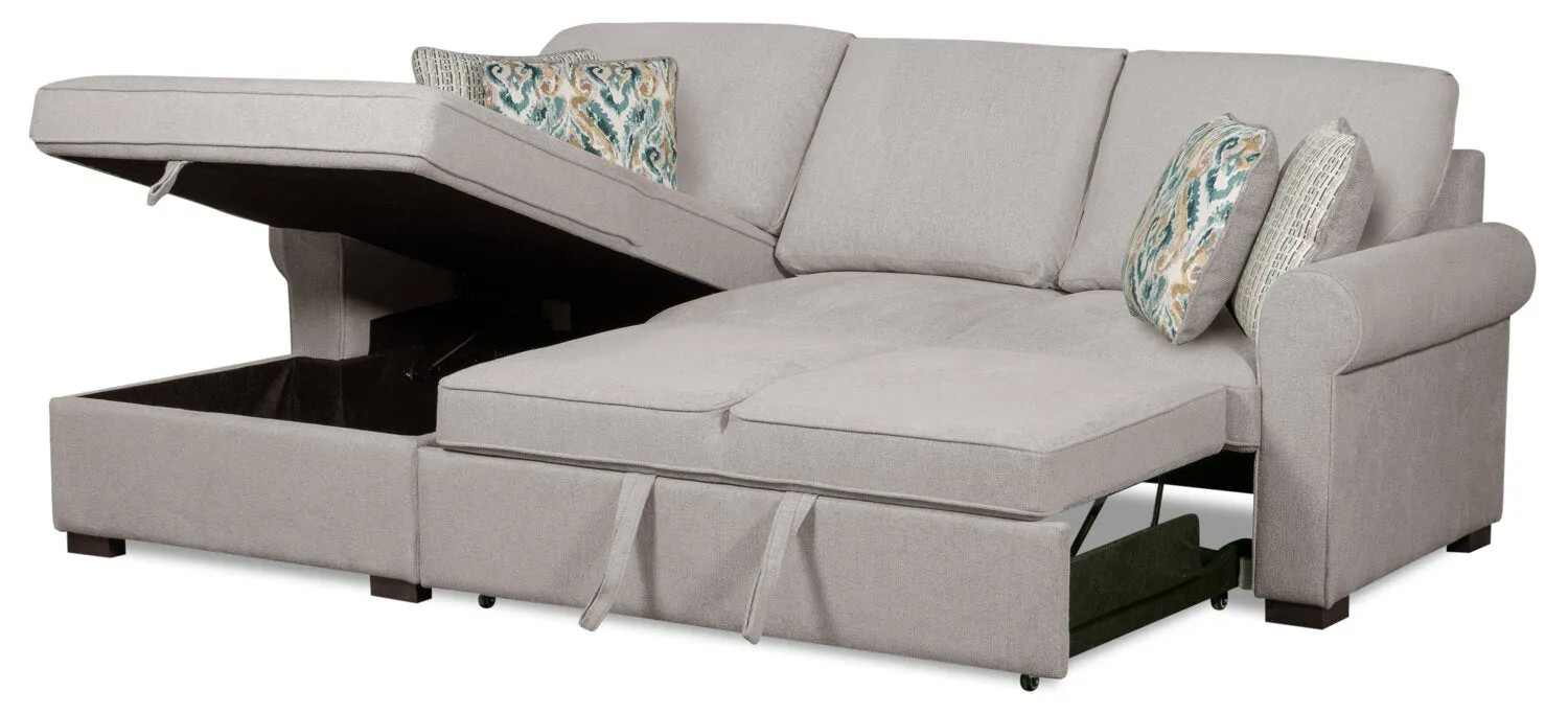 Valley 2-Piece Left-Facing Chenille Sleeper Sectional - Grey