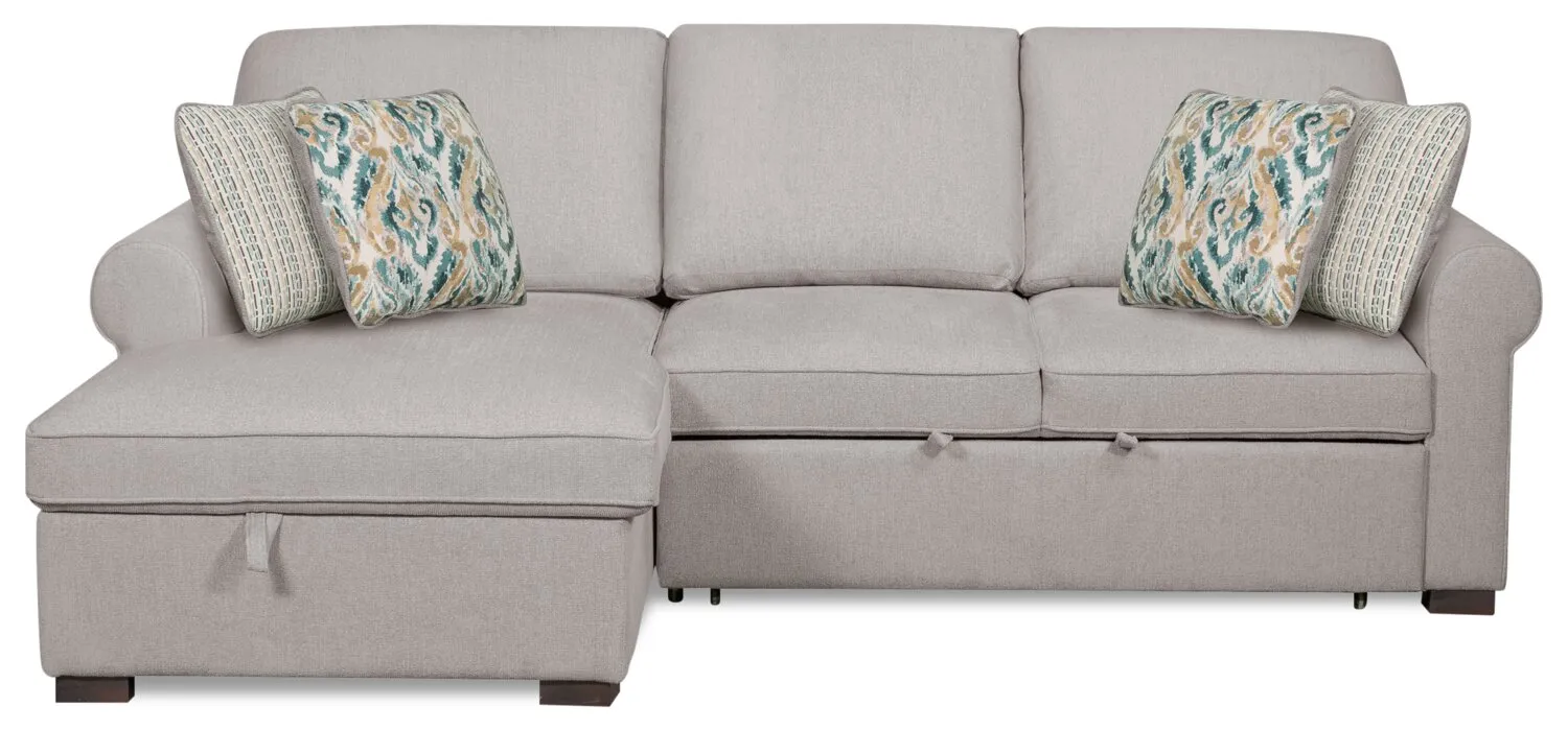 Valley 2-Piece Left-Facing Chenille Sleeper Sectional - Grey