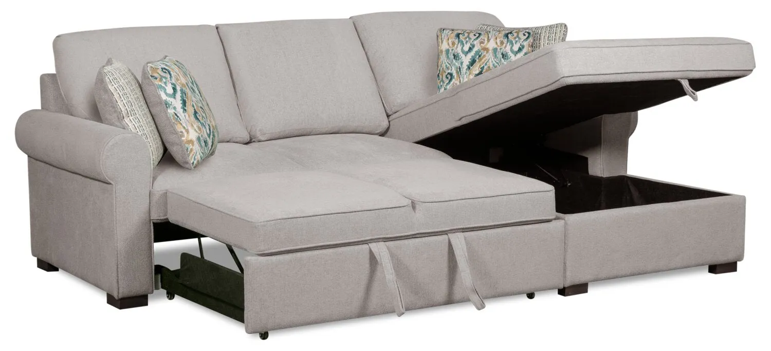 Valley 2-Piece Right-Facing Chenille Sleeper Sectional - Grey