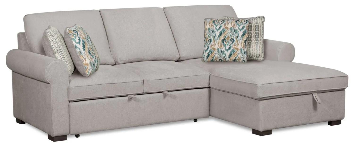 Valley 2-Piece Right-Facing Chenille Sleeper Sectional - Grey