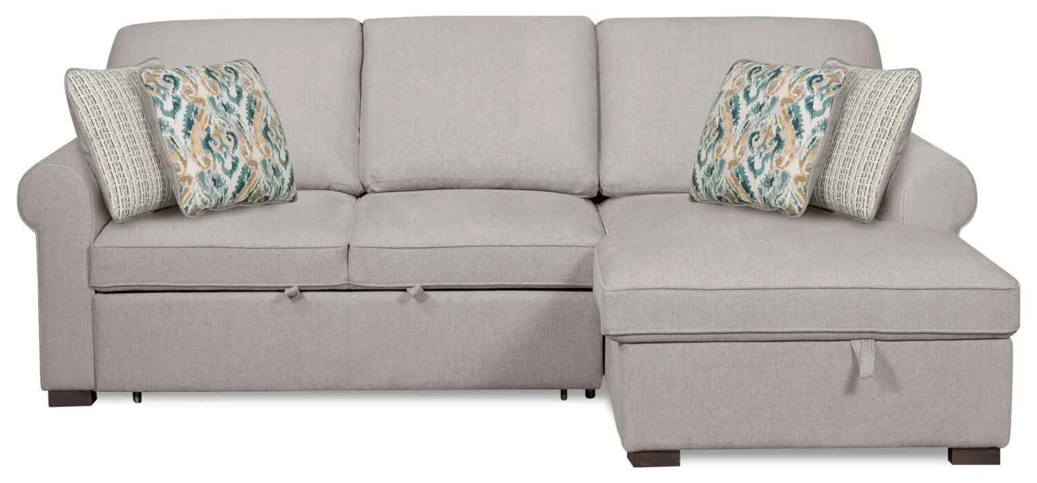 Valley 2-Piece Right-Facing Chenille Sleeper Sectional - Grey