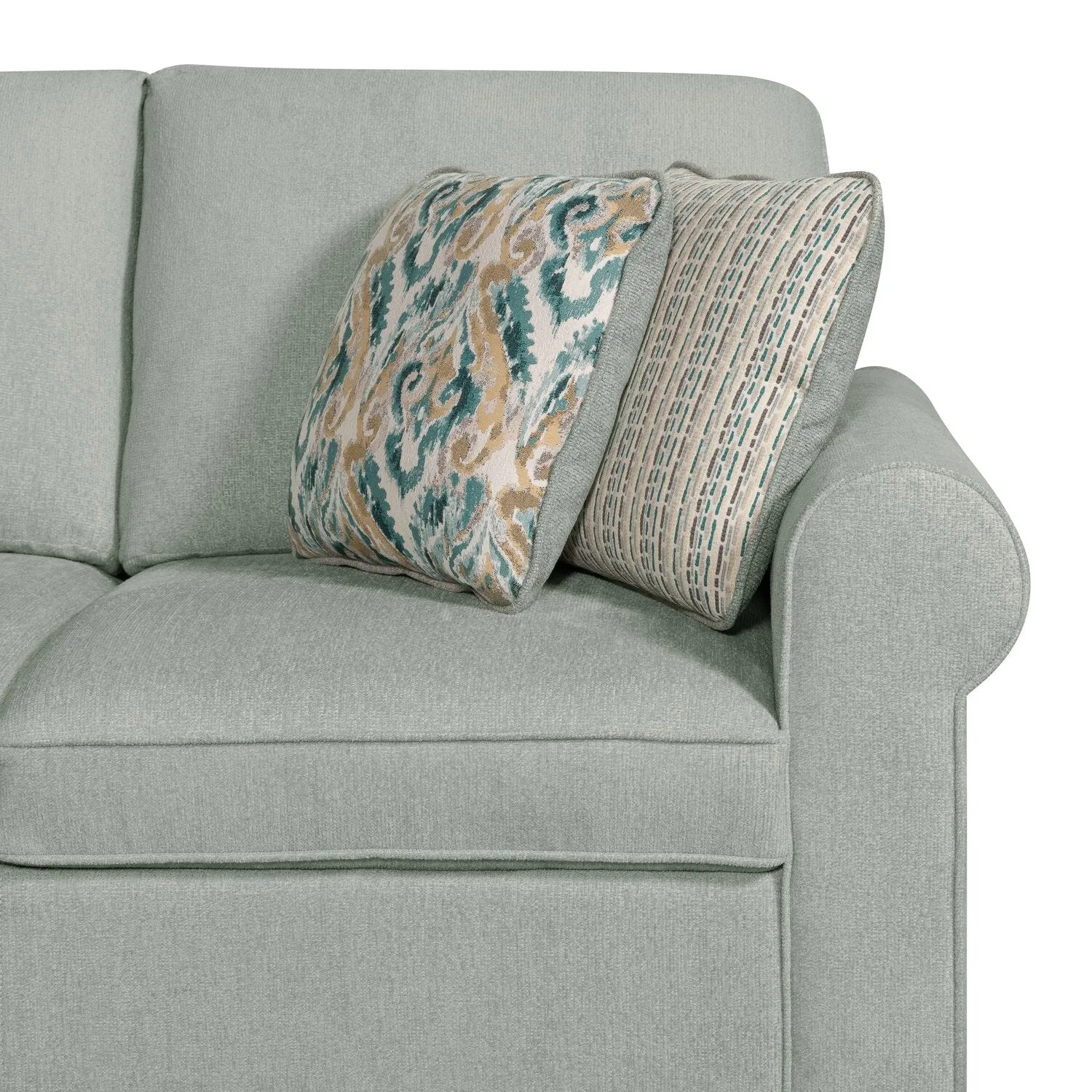 Valley 3-Piece Chenille Left-Facing Sleeper Sectional - Seafoam