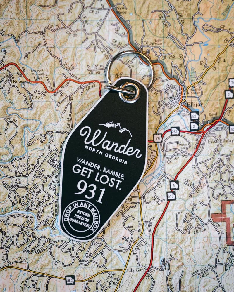 Wander Get Lost Hotel Keychain - Black